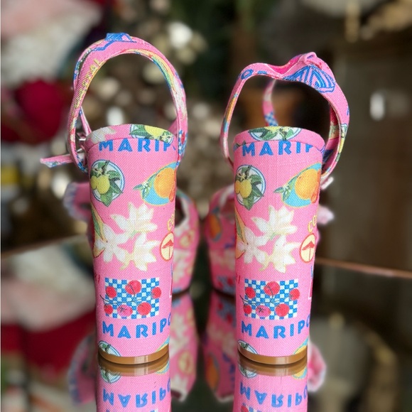 Floral fun birthday / vacation /summer sandals heels platform fun colorful shoes - Picture 10 of 14